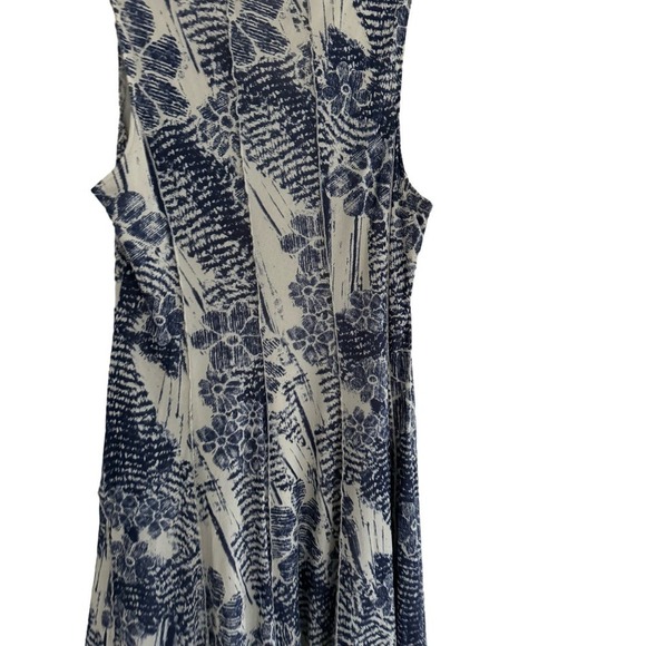 Cold Water Creek Net Swing Sleeveless Dress Blue and Tan Size 14 Petite - Picture 2 of 5